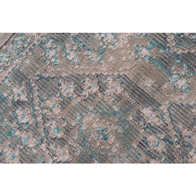 Vintage Turkish Kilim Rug Soft Teal and Beige Geometric Patterns 5'9 X 9'8 For Sale - Image 10 of 10