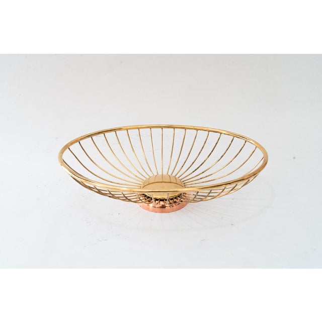 Bread Basket in Brass and Copper, Vienna, Austria, 1960s For Sale - Image 4 of 13