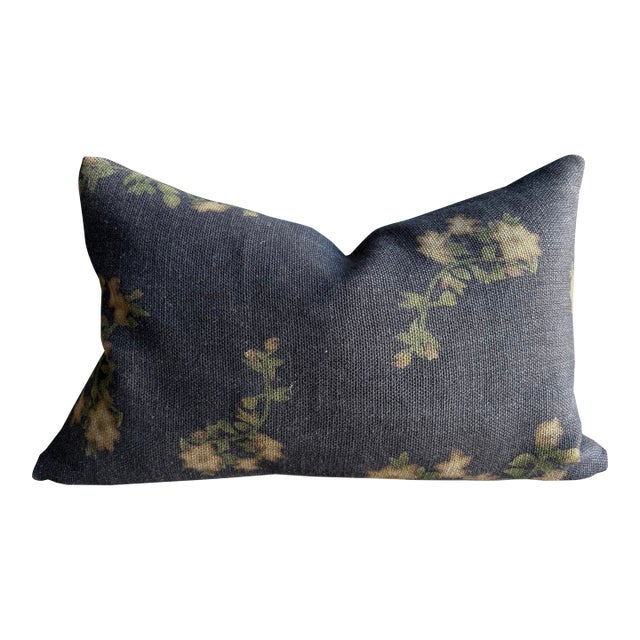 Wabi Sabi French Linen Roses Lumbar Pillow For Sale