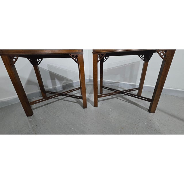 Chippendale Mahogany Side Lamp Tables, 1910, Set of 2 For Sale - Image 4 of 11