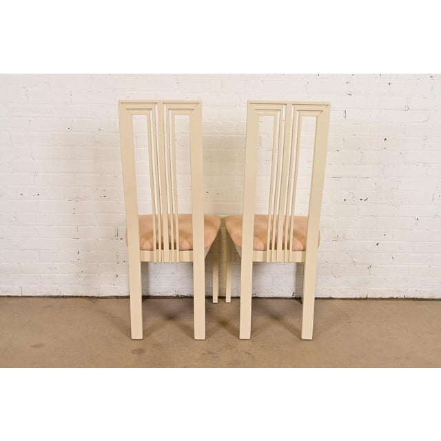 Italian Modern Cream Lacquered High Back Dining Chairs, Set of Four For Sale - Image 13 of 15