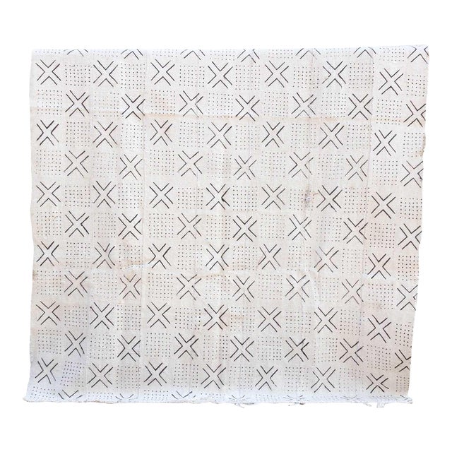 White Mali Tribal Mudcloth Throw For Sale