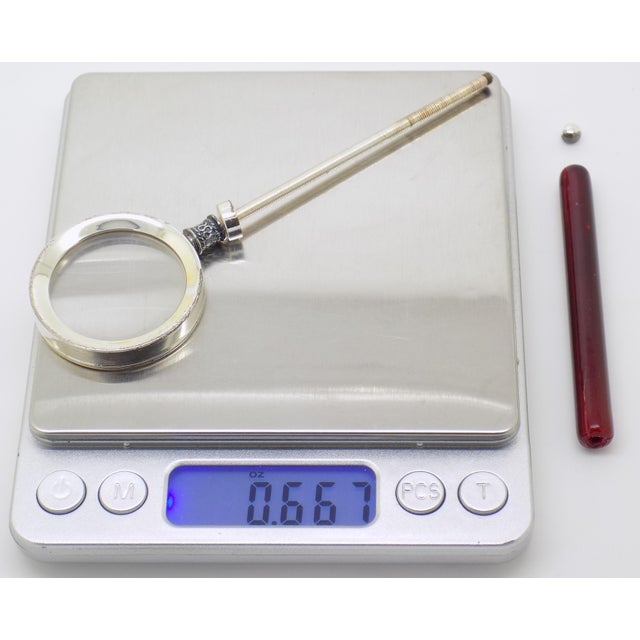 Vintage Italian Handmade Genuine Silver and Wood Purse Small Portable Magnifier For Sale - Image 14 of 15