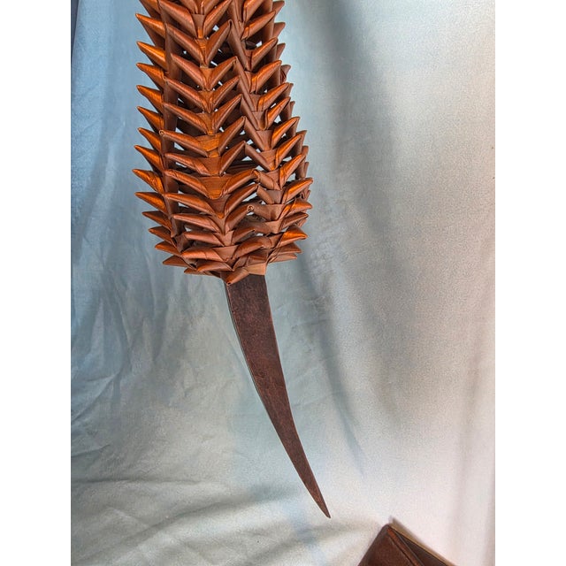 Copper Mid-Century Modern Woven Rattan Crane Sculpture For Sale - Image 8 of 9