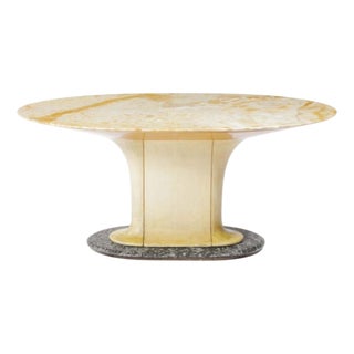 Table with Wooden Base and Oval Marble Top from Vittorio Dassi, 1950s For Sale