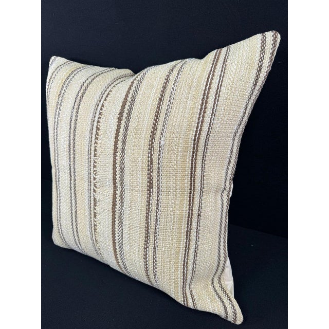 Turkish Hemp Pillow Cushion Natural Beige Brown Pillow Cushion Cover 24x24 For Sale - Image 4 of 4
