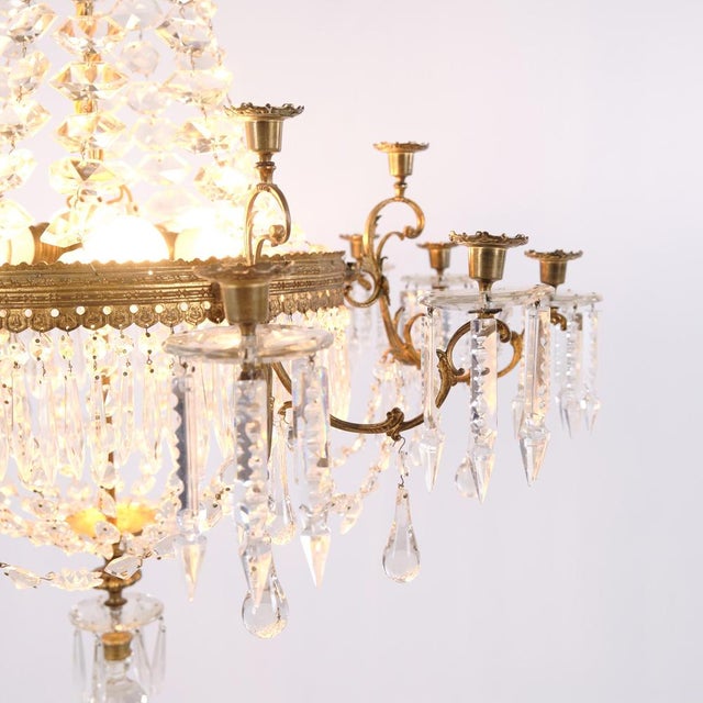 French Antique Bronze Crystal Chandelier, 1880s For Sale - Image 10 of 11