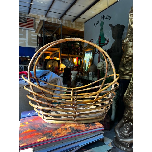 Boho Vintage Wooden Simple Decorative Basket For Sale - Image 9 of 10