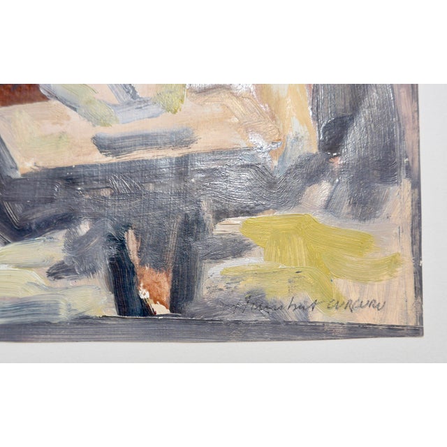 French Country "Woman Reading" Expressionist Figurative Oil Painting on Paper For Sale - Image 3 of 5