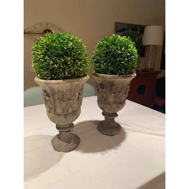 Antique Cast Stone Garden Urns - a Pair For Sale - Image 11 of 13