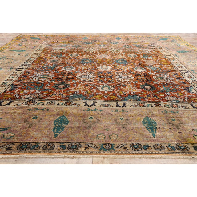 Terra Cotta Late 19th Century Persian Sultanabad Rug, 11'04 X 13'06 For Sale - Image 8 of 9