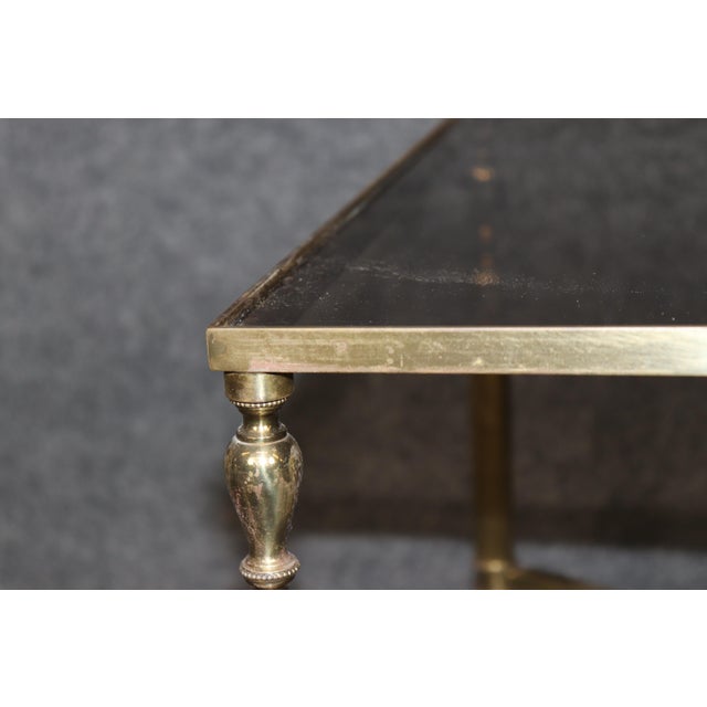Brass 1960's Smoke Glass Maison Jansen Style Brass Coffee Table For Sale - Image 8 of 11