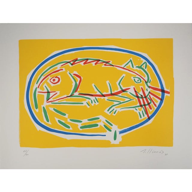 Robert Llimos, Poisson et chat, Lithograph For Sale - Image 7 of 7