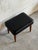 Mid-Century Modern Vintage Danish Modern Ottoman Footstool Black Vinyl Teak Mid Century Scandinavian Stool For Sale - Image 3 of 8