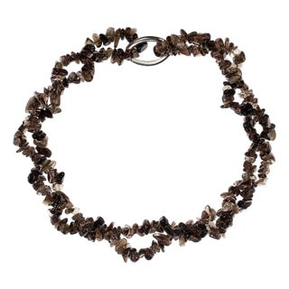 Late 20th Century Ajd 34 Inch Infinity Smoky Quartz Polished Chip Necklace For Sale