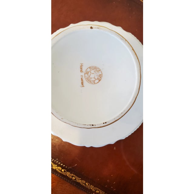 Mid 20th Century Vintage Limoges French Porcelain Cake Stand With Gold Rose Decoration. For Sale - Image 5 of 7