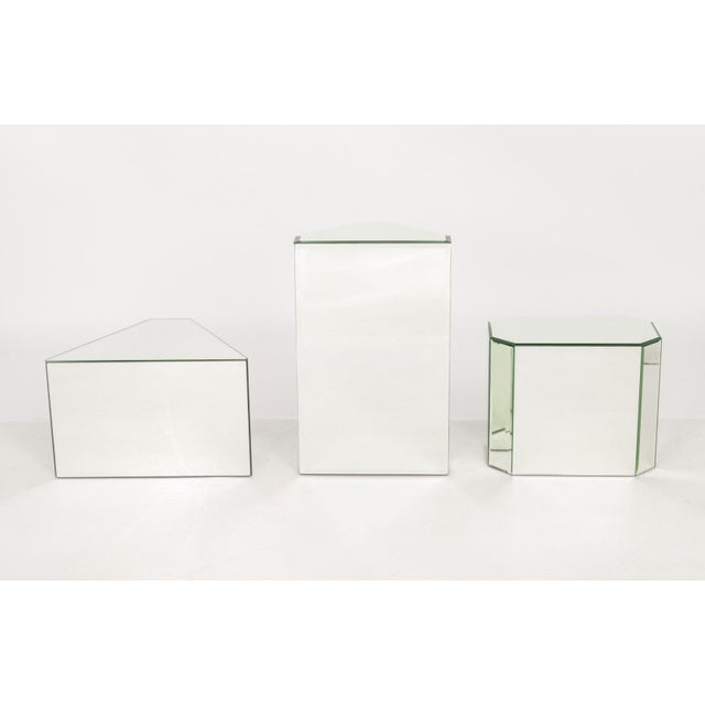 Modern Modern Mirrored Pedestal Tables, 3 For Sale - Image 3 of 10