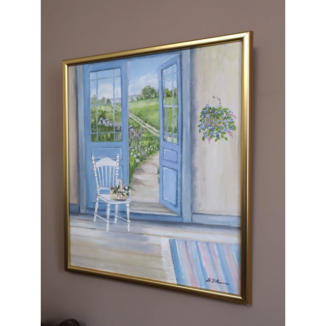 Mid 20th Century Mid-Century Modern 'Open Doors to Summer' Vintage Swedish Interior Scene Oil Painting, Framed For Sale - Image 5 of 14