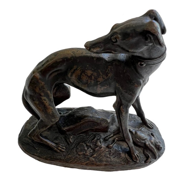 Bronze Whippet Signed - T. Gechter (1796-1844) For Sale