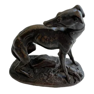Bronze Whippet Signed - T. Gechter (1796-1844)