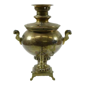 Antique Brass Russian Samovar 19th Century With Stamps Missing Two Top Knobs