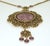 Metal Goldette Amethyst Glass Intaglio Pendant Necklace, 1960's For Sale - Image 7 of 12