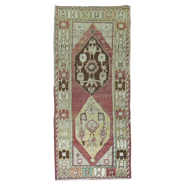1940s 1940s Wide Turkish Anatolian Geometric Runner - 3'8" x 9'9" For Sale - Image 5 of 18