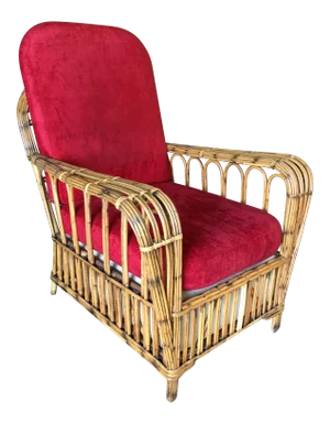Restored Vintage Art Deco "President's" High Stand Stick Rattan Lounge Chair