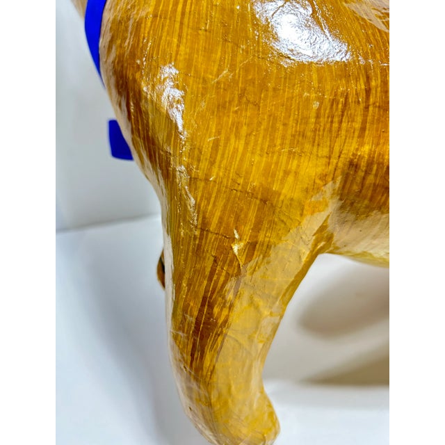 Large Vintage Paper Maché Easter Bunny Rabbit Figure - Hand-Painted 1980s Spring Garden Decor For Sale - Image 11 of 12