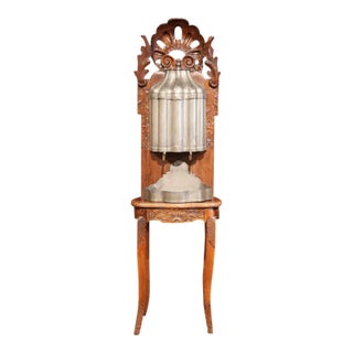 18th Century French Louis XV Pewter Lavabo on Carved Walnut Stand For Sale