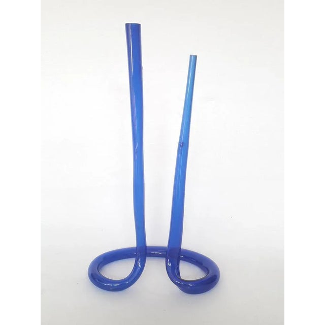 1970s Twisted Glass Vase in Blue Cobalt, 1970s For Sale - Image 5 of 5