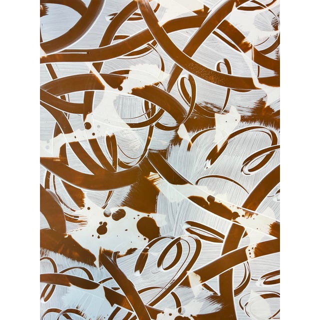 Contemporary "Interlaced White Over Brown" by Artist Michael DesRosiers Acrylic Paint on Paper (2025) For Sale - Image 3 of 5