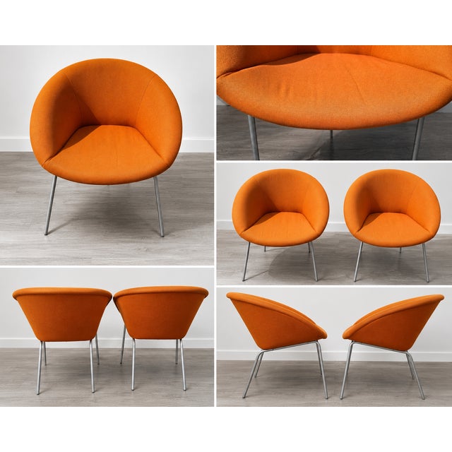Offered is a matching pair of Walter Knoll Model 369 lounge/accent chairs in a beautiful vintage burnt-orange upholstery....