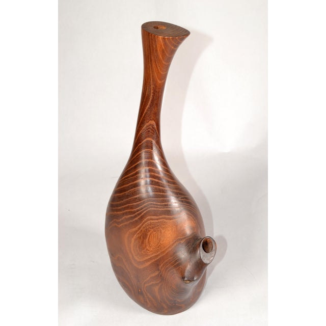 Vintage Solid Teak Wood Orchid Vase Mid-Century Modern Art & Crafts Movement in the Style of Dough Ayers. Biomorphic...