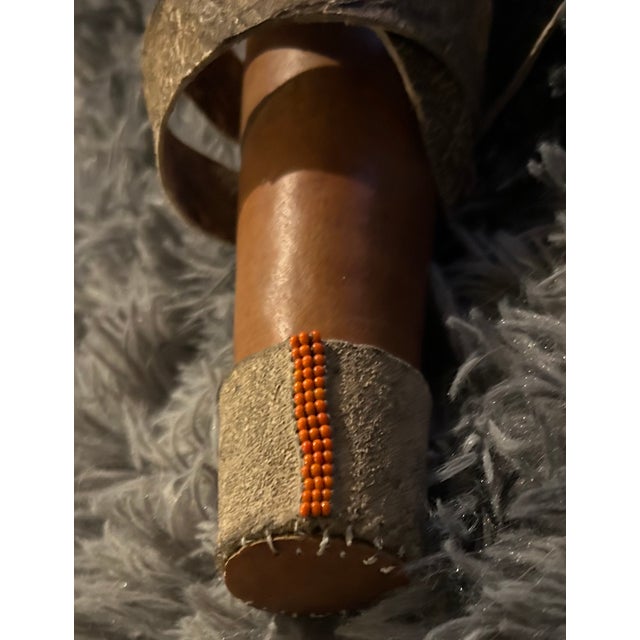 Up for sale is a striking, highly textural vintage handcrafted Maasai Milk Gourd (Olesere) from Kenya, East Africa....