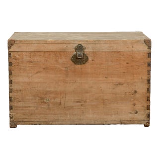 Rectangular Trunk in Wood and Metal For Sale