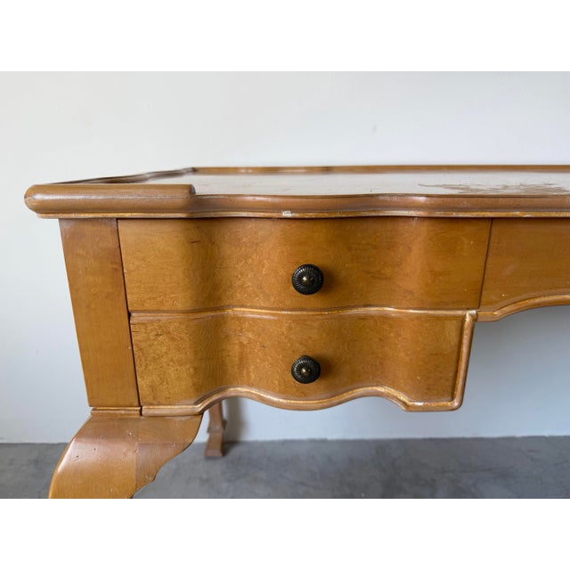Wood Vintage French Provincial Style Cherry Wood Writing Desk For Sale - Image 7 of 12