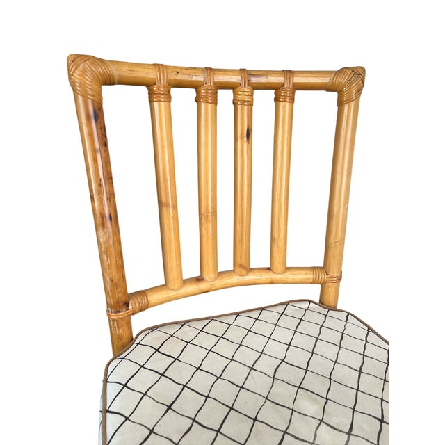 1970s Chinese Chippendale Bamboo Side Chair With Cushioned Seat For Sale In Jacksonville, FL - Image 6 of 10