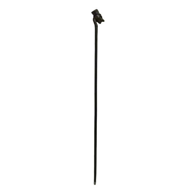 Late 19th Century Antique Carved Male Ebenezer Inset Eyes Figure Monoxyl Wood Walking Stick Cane For Sale - Image 5 of 8