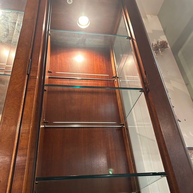 Late 20th Century Walnut Burl Illuminated China Cabinet / Breakfront by Ray Sabota for Century Furniture For Sale - Image 10 of 12