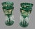 Pair Antique Victorian 14" Emerald Green & Gilt Art Glass Mantle Lusters With Prisms For Sale - Image 4 of 12
