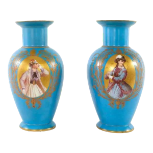 19th Century Paris Porcelain Vases - a Pair
