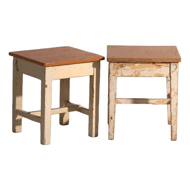 Bedside Tables in Pine Wood, Central Europe, 1940, Set of 2 For Sale