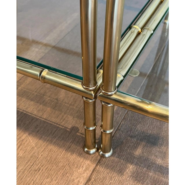 1940 Tripartite Coffee Table in Faux-bamboo Brass in the Style of Maison Baguès For Sale - Image 11 of 12