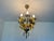 Vintage Hand-Painted Floral Crystal Chandelier | Amber & Green Glass Flowers | Classic Brass Ceiling Light | Restored Antique Lighting For Sale - Image 16 of 17