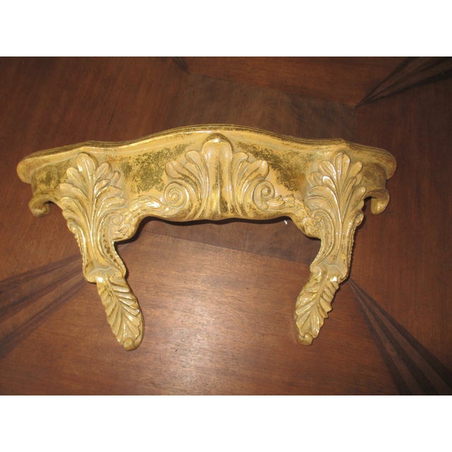 1970s Vintage Art Nouveau Gold Color Shell Design Resin Wall Shelf ...