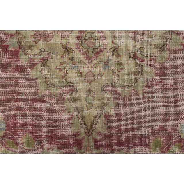 Tabriz Rug 6’3” X 10′ Pink Wool Vintage Distressed Hand-Knotted Carpet For Sale - Image 11 of 15