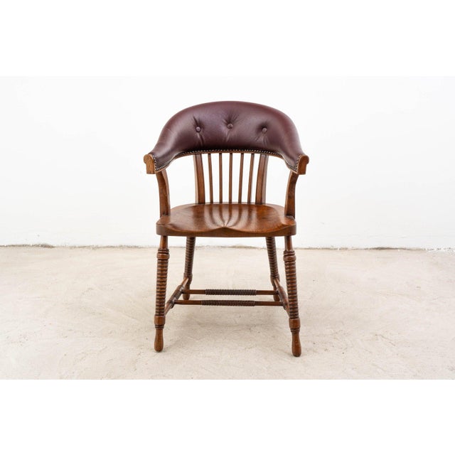 Office Chair in Leather & Oak by Adolf Loos for F. O. Schmidt, 1890s For Sale - Image 3 of 18