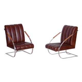 Bauhaus Chairs in Leather and Steel, 1920s, Set of 2 For Sale