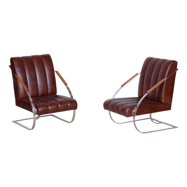 Bauhaus Chairs in Leather and Steel, 1920s, Set of 2 For Sale